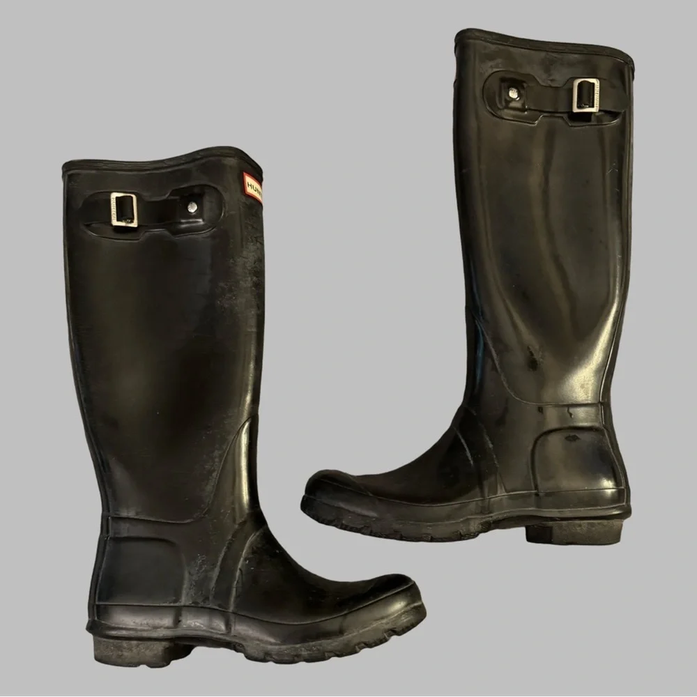 HUNTER Women’s Classic Black Tall Waterproof Boots Size 7